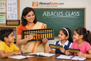 How Abacus Exams Improve Speed & Accuracy.What Happens After Passing an Abacus Exam? . Child learning math with abacus and calculator